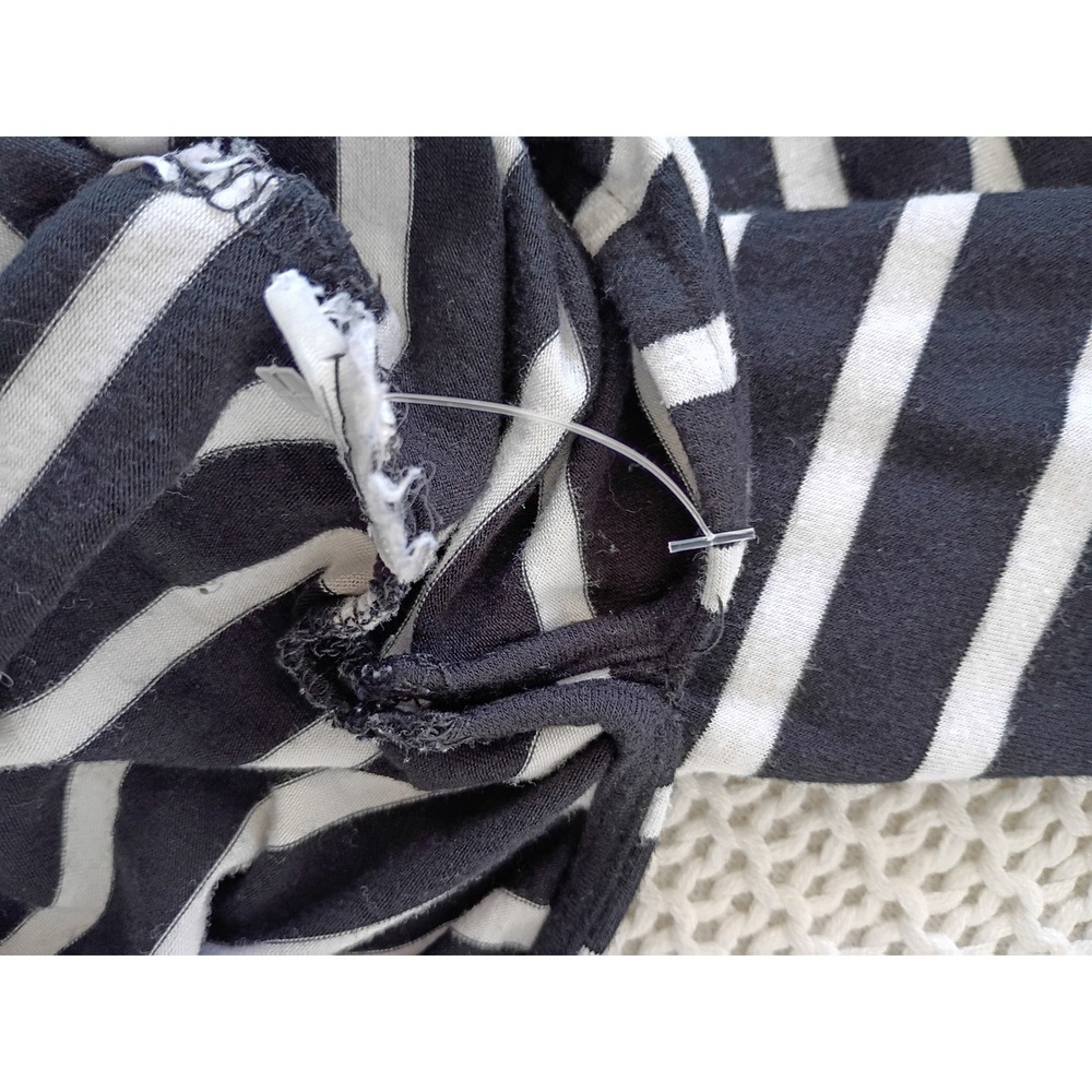 Michael Kors Nautical Black White‎ Cotton Striped Short Slve Maxi Dress Fits S/M - Picture 10 of 13